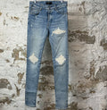 Amiri MX1 Cream Suede Blue Denim Jeans Sz 30