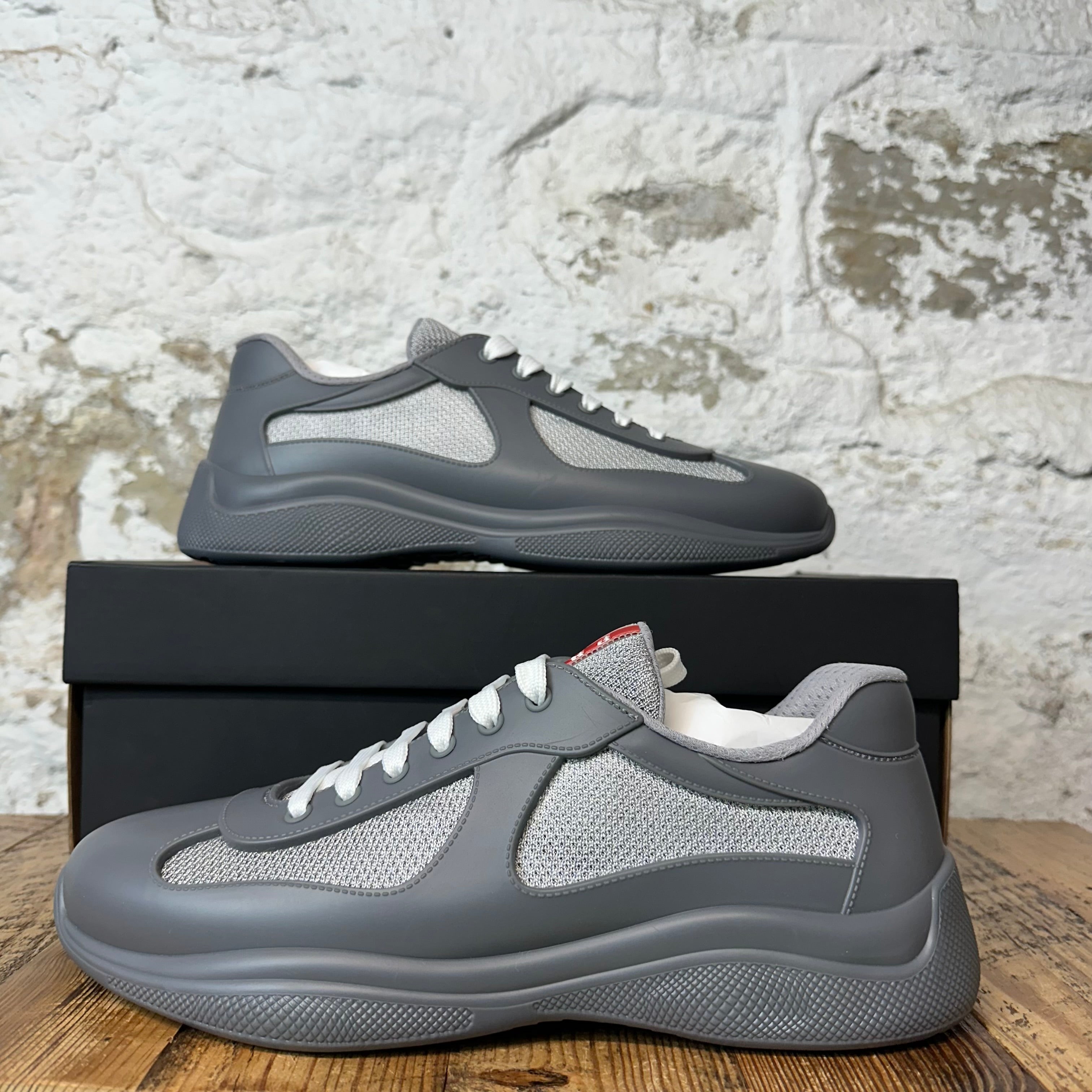Prada Americas Cup Grey Rubber Sneaker Sz 11 (44) DS