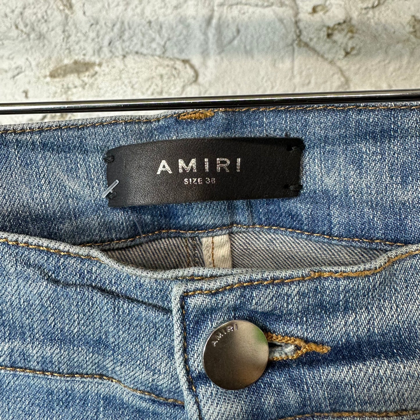 Amiri Quilted Patches Blue Denim Jeans Sz 38