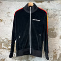 Palm Angels Rainbow Black Velour Track Jacket Sz S