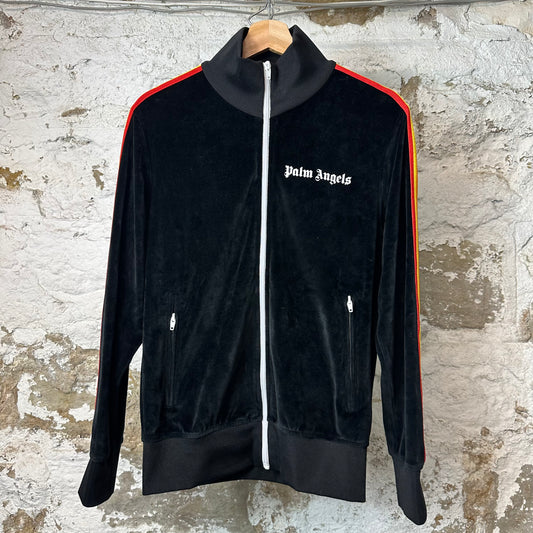 Palm Angels Rainbow Black Velour Track Jacket Sz S
