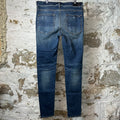 Amiri MX1 Orange Suede Dark Blue Denim Jeans 36