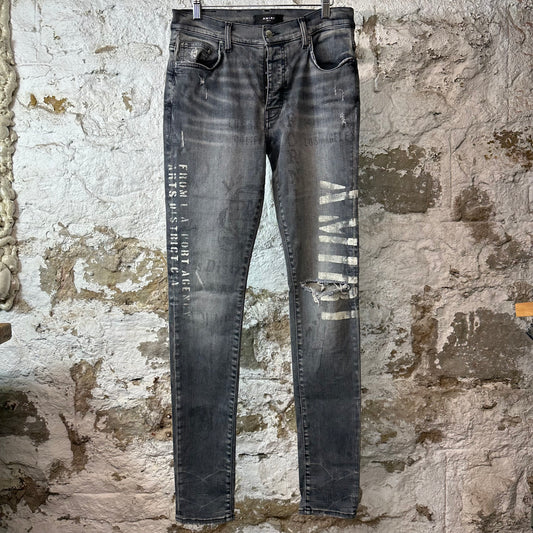Amiri Army Stencil Grey Denim Jeans Sz 31