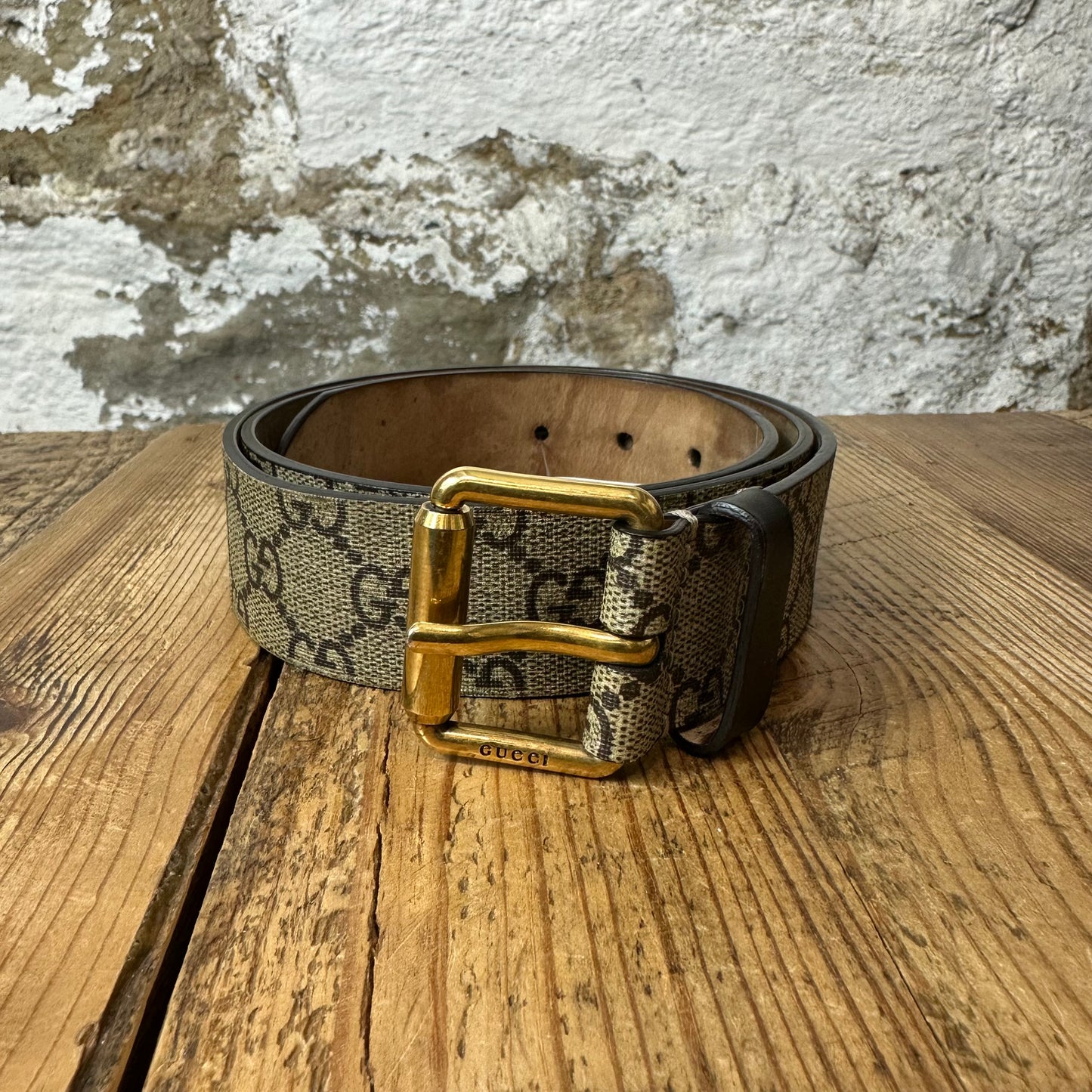 Gucci Beige GG Monogram Snake Belt Sz (95/38)