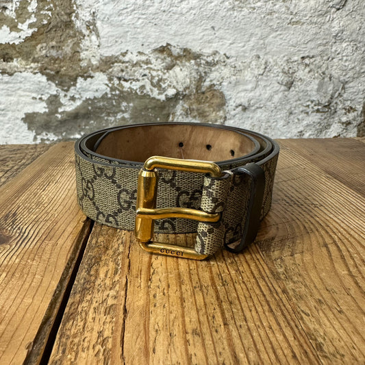 Gucci Beige GG Monogram Snake Belt Sz (95/38)