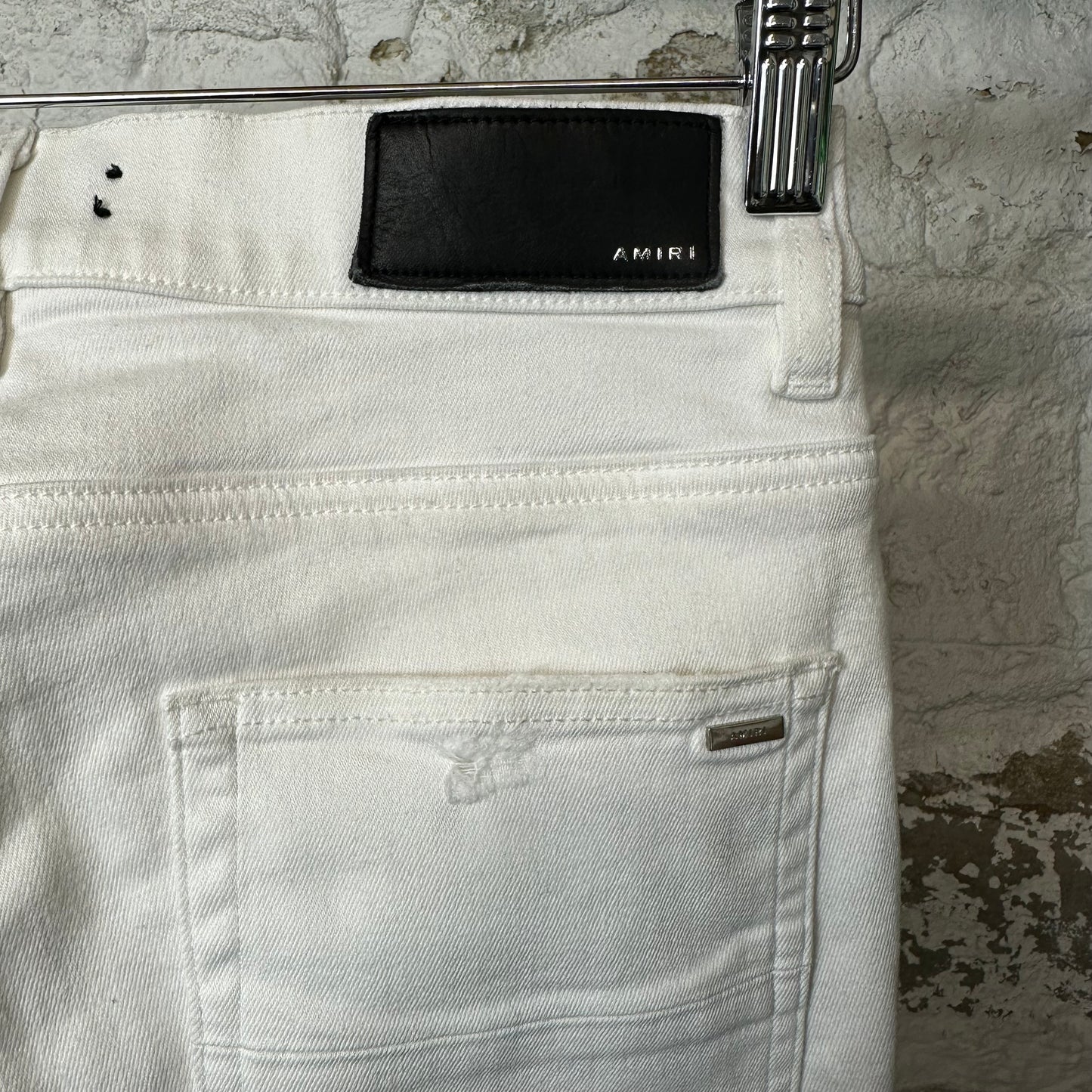 Amiri MX1 White Leather White Denim Jeans Sz 30