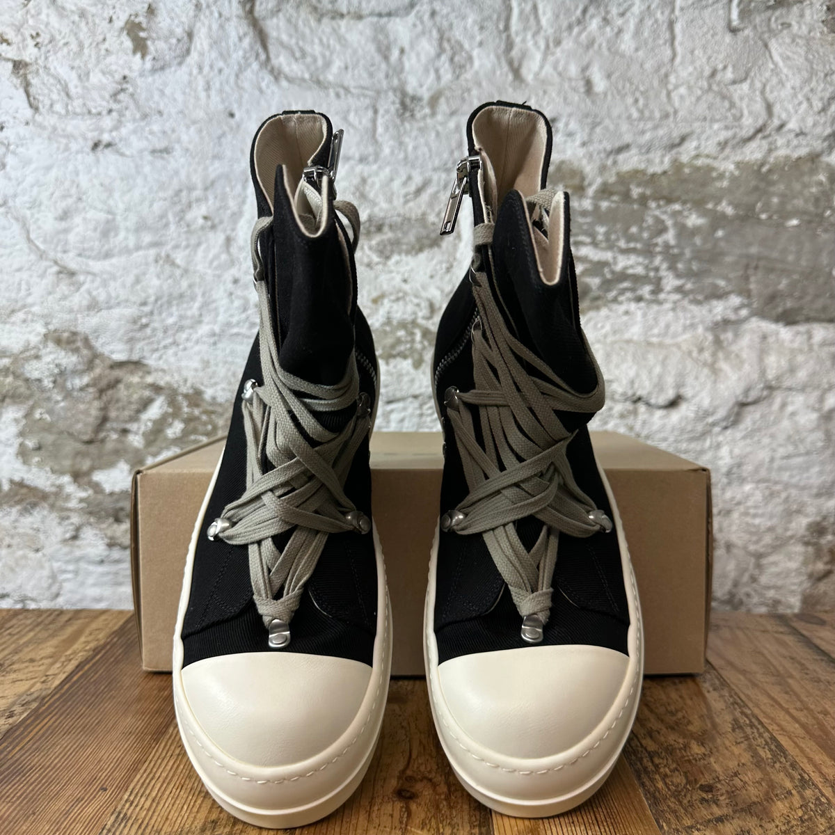Rick Owens High Megalace Black Milk Sneaker Sz 11 (44)