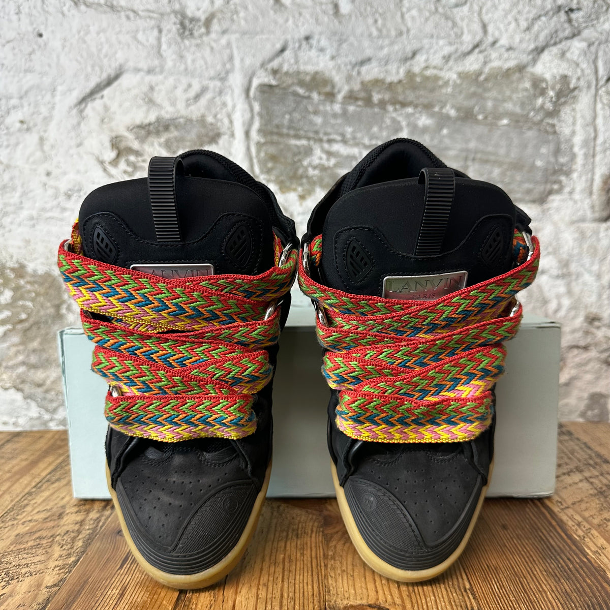 Lanvin Curb Multicolor Lace Black Sneaker Sz 7 (40)