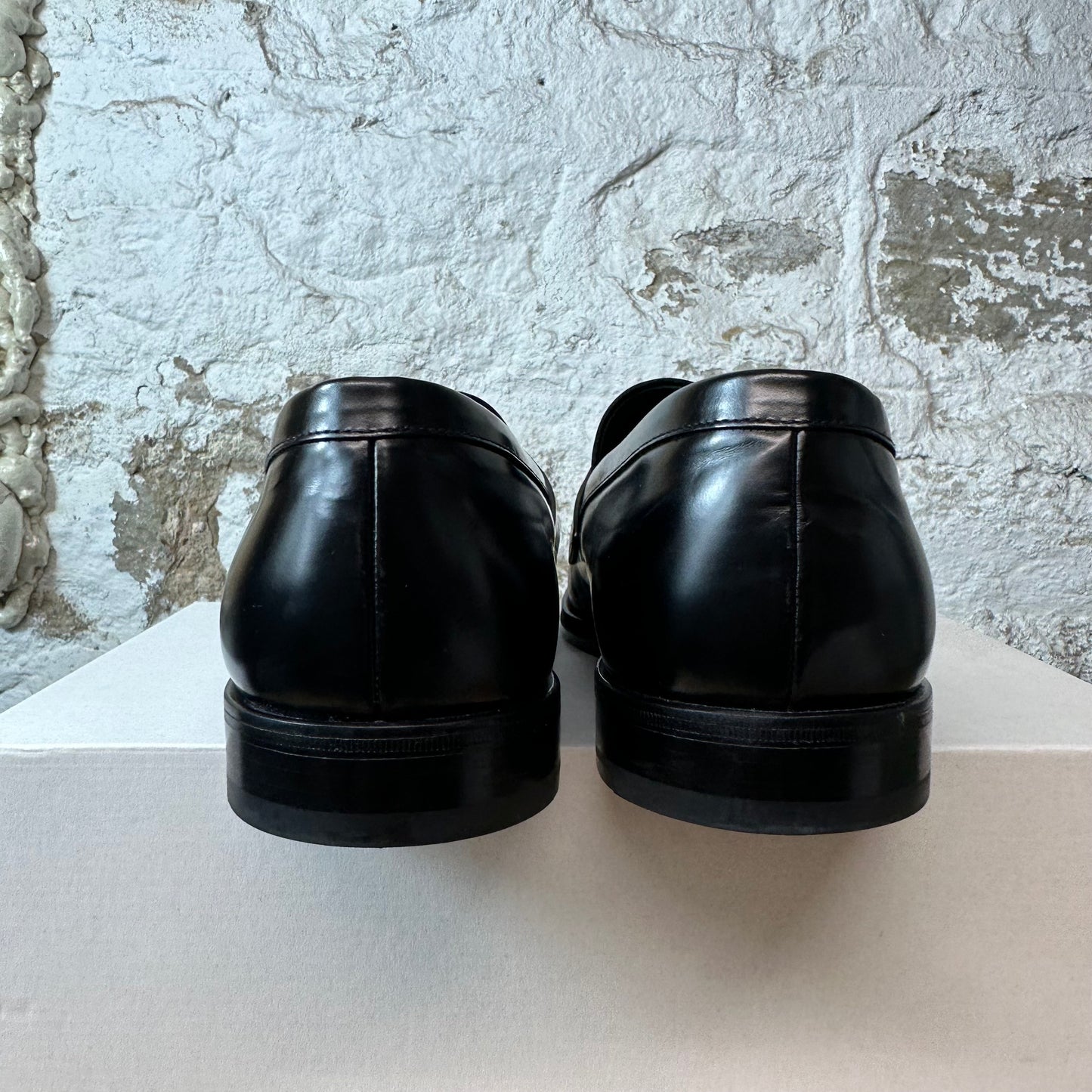 Prada Brushed Leather Black Loafer Sz 13