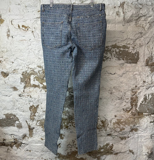 Givenchy Blue Monogram Denim Jeans Sz 33