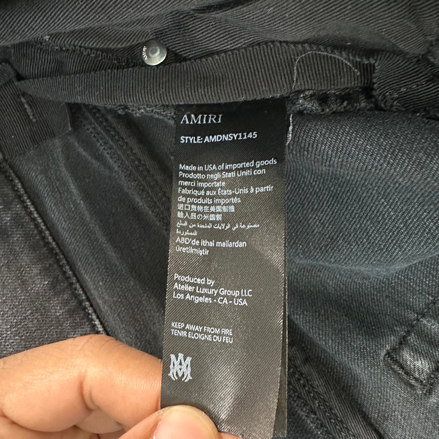 Amiri MX1 Grey Suede Faded Black Denim Jeans Sz 33