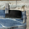 Amiri Felt Spellout Distressed Blue Denim Jeans Sz 32