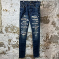 Amiri MX1 Blue Plaid Flannel Dark Blue Denim Jeans Sz 30