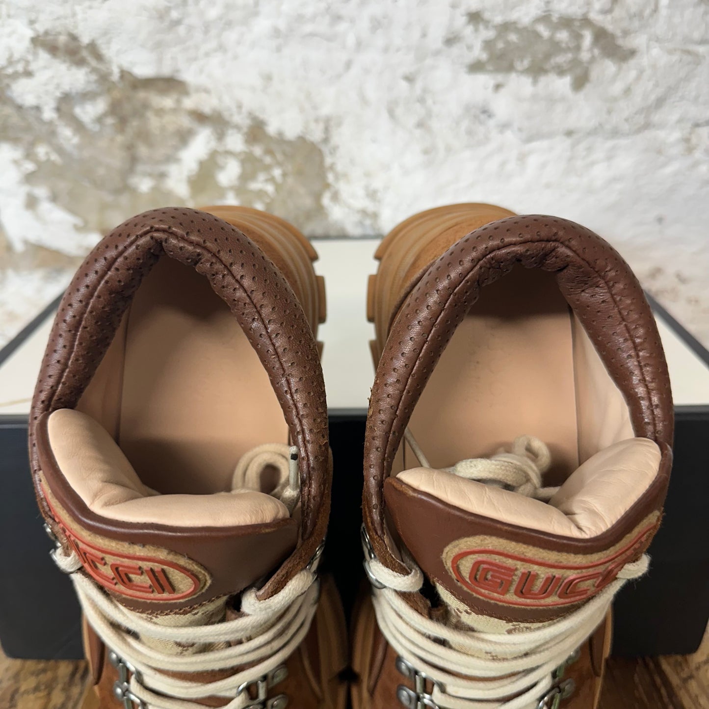Gucci Brown GG Monogram Flashtrek Sneaker Sz 7.5