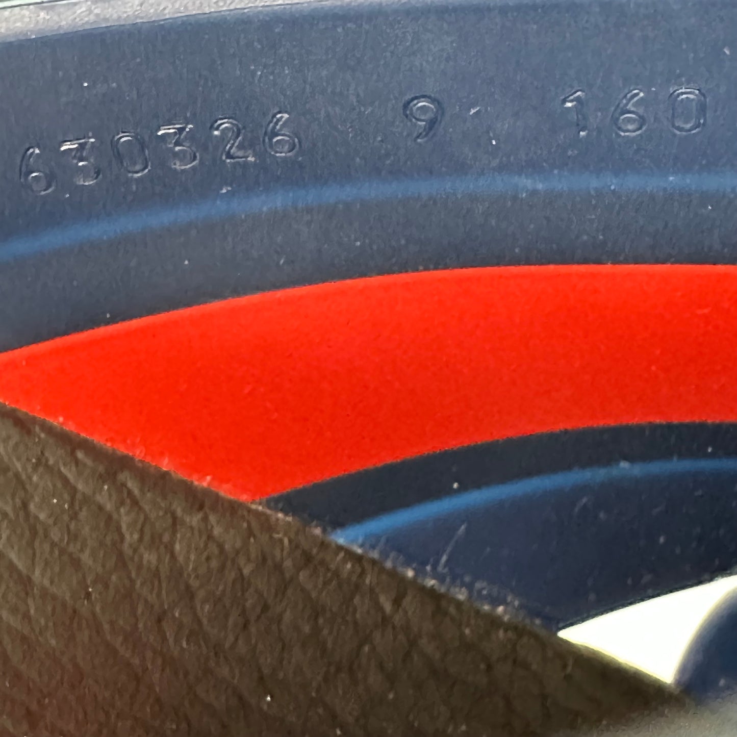 Gucci Blue Red Strap Black Rubber Slide Sz 9