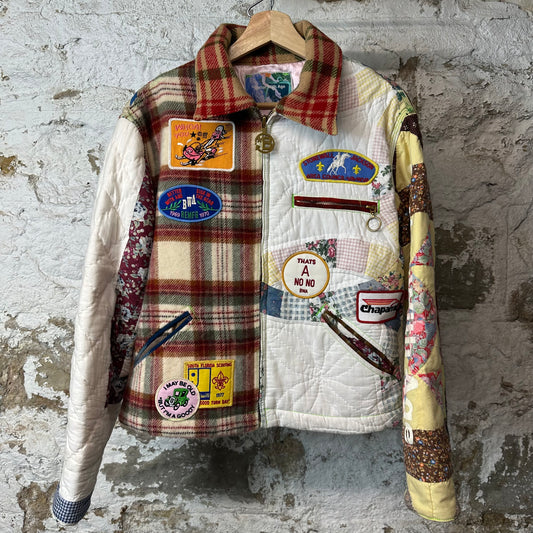 Better With Age Multicolor Patchwork Work Jacket Sz S