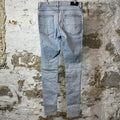 Amiri Multicolor Paisley Patches Washed Blue Denim Jeans Sz 34