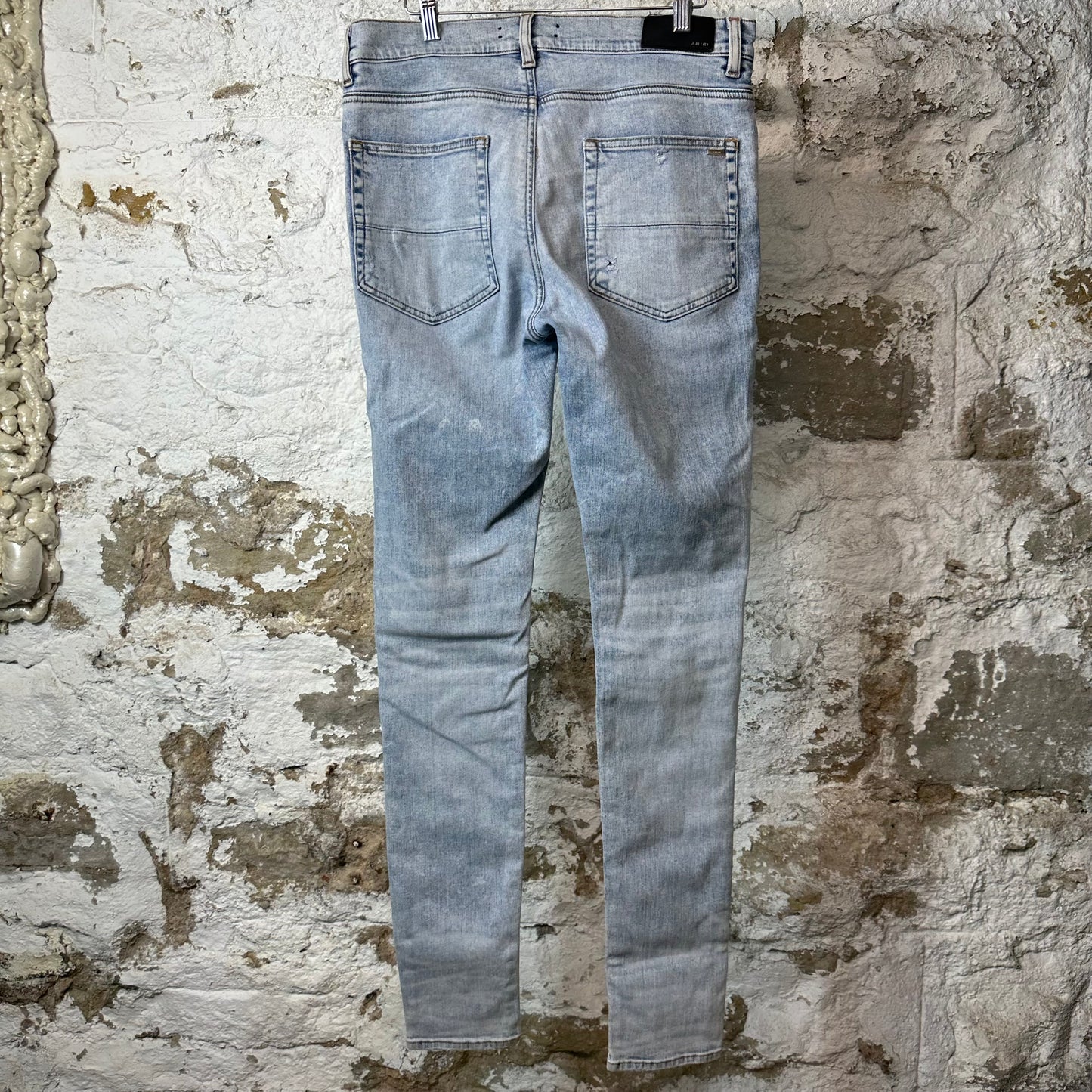 Amiri Multicolor Paisley Patches Washed Blue Denim Jeans Sz 34