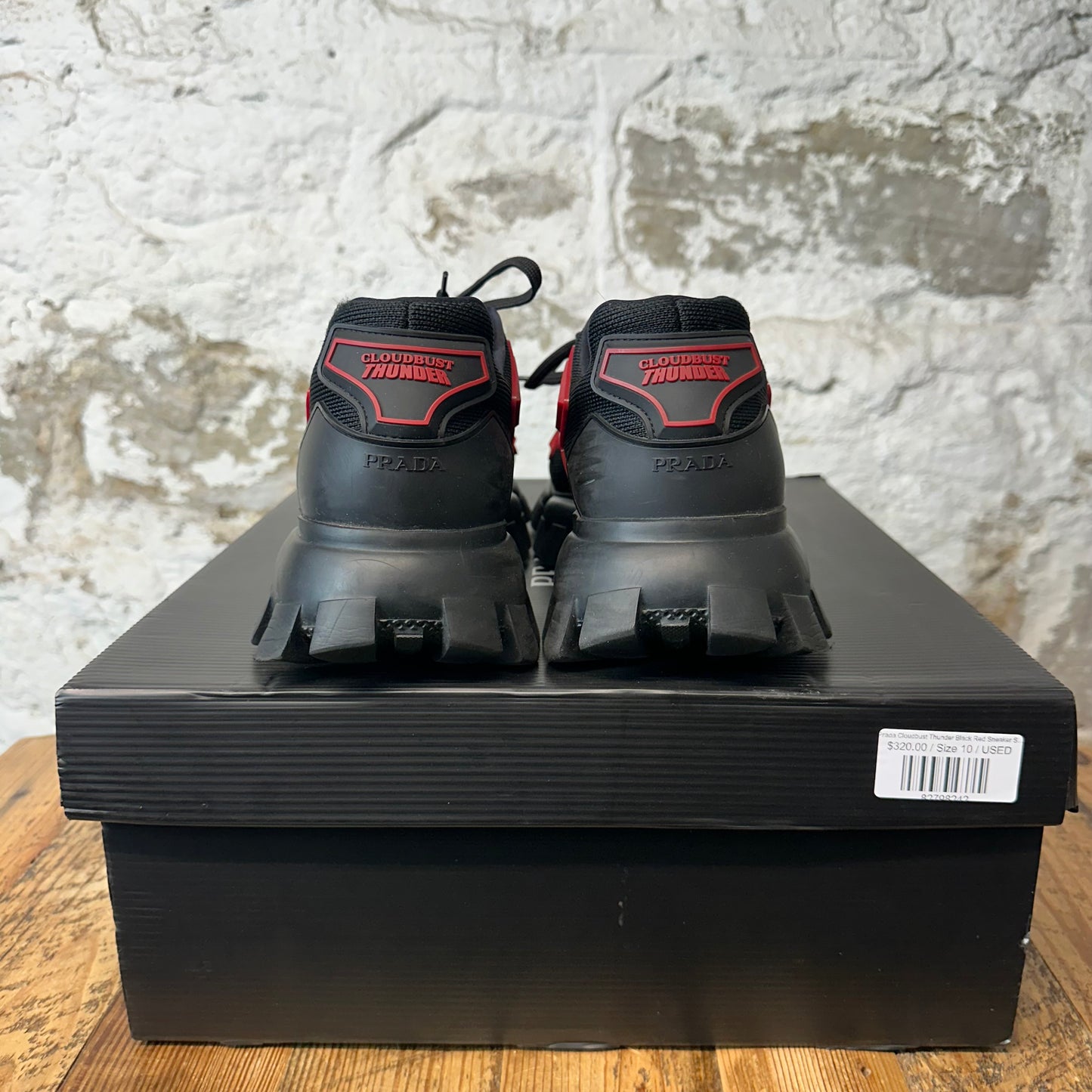 Prada Cloudbust Thunder Black Red Sneaker Sz 10
