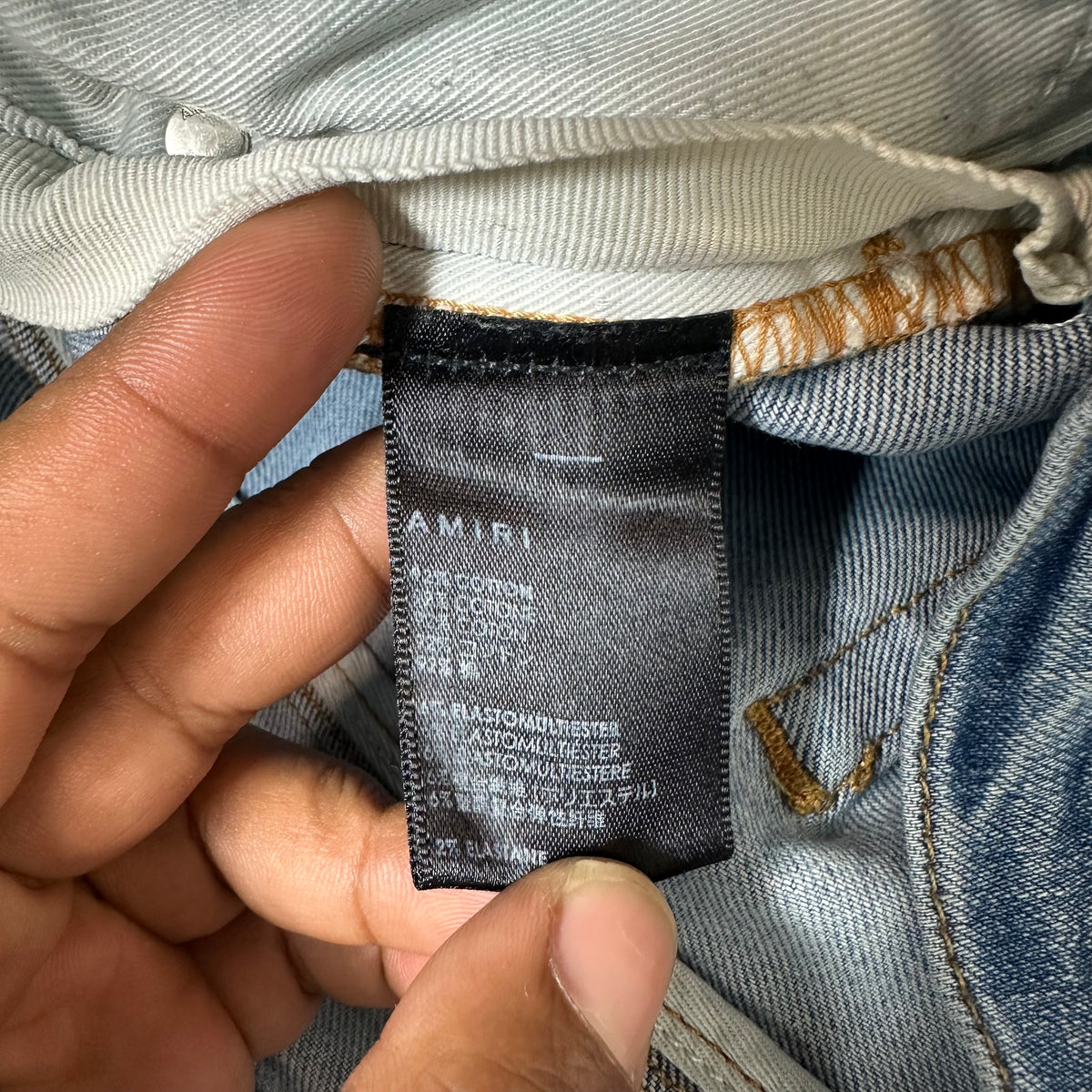 Amiri Black Paisley Star Blue Denim Jeans Sz 28