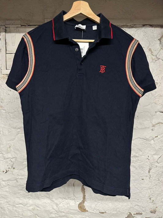 Burberry Navy Stripe Polo Sz M