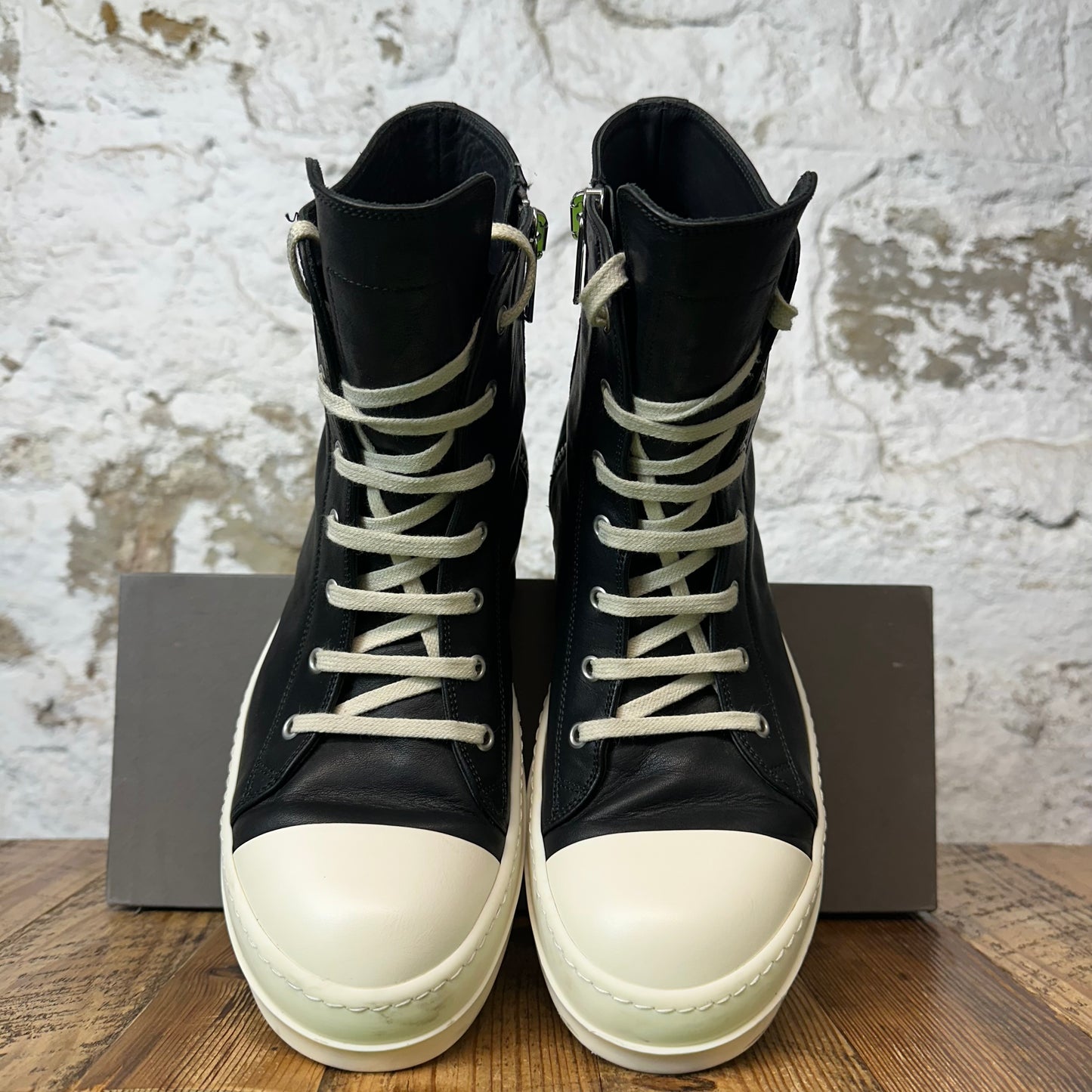 Rick Owens High Black Leather Milk Sneaker Sz 10 (43)