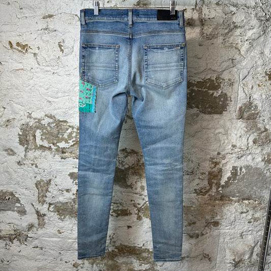 Amrii MX1 Quilted Patch Blue Denim Jeans Sz 31