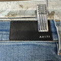 Amiri Brown Leather Spell Blue Denim Jeans Sz 29