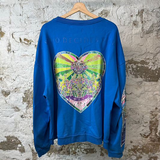 Who Decides War Stained Glass Crewneck Blue Sz XXL