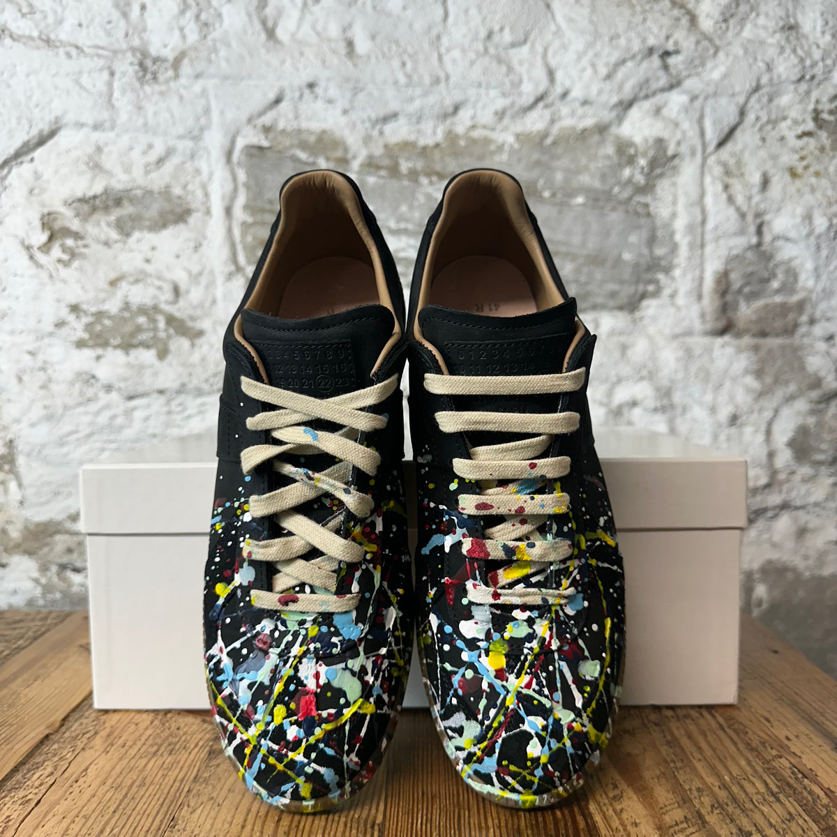 Maison Margiela Replica Paint Splatter Black Sneaker Sz 8 (41)