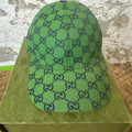 Gucci Black GG Monogram Green Hat Sz M W/ Box