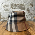 Burberry Check Plaid Canvas Bucket Hat Sz M