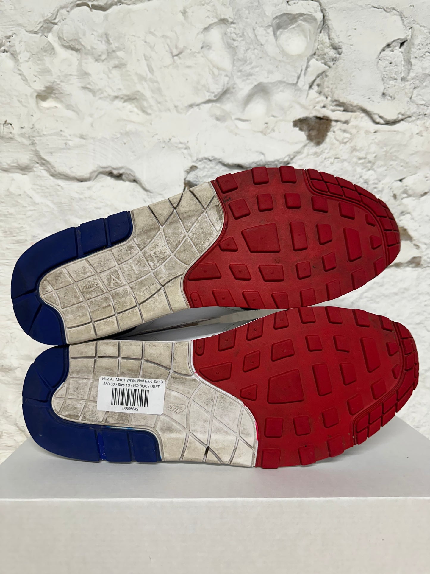 Nike Air Max 1 White Red Blue Sz 13