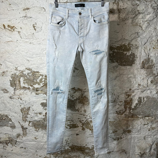 Amiri MX1 Blue Leather Mineral Wash Denim Jeans Sz 29