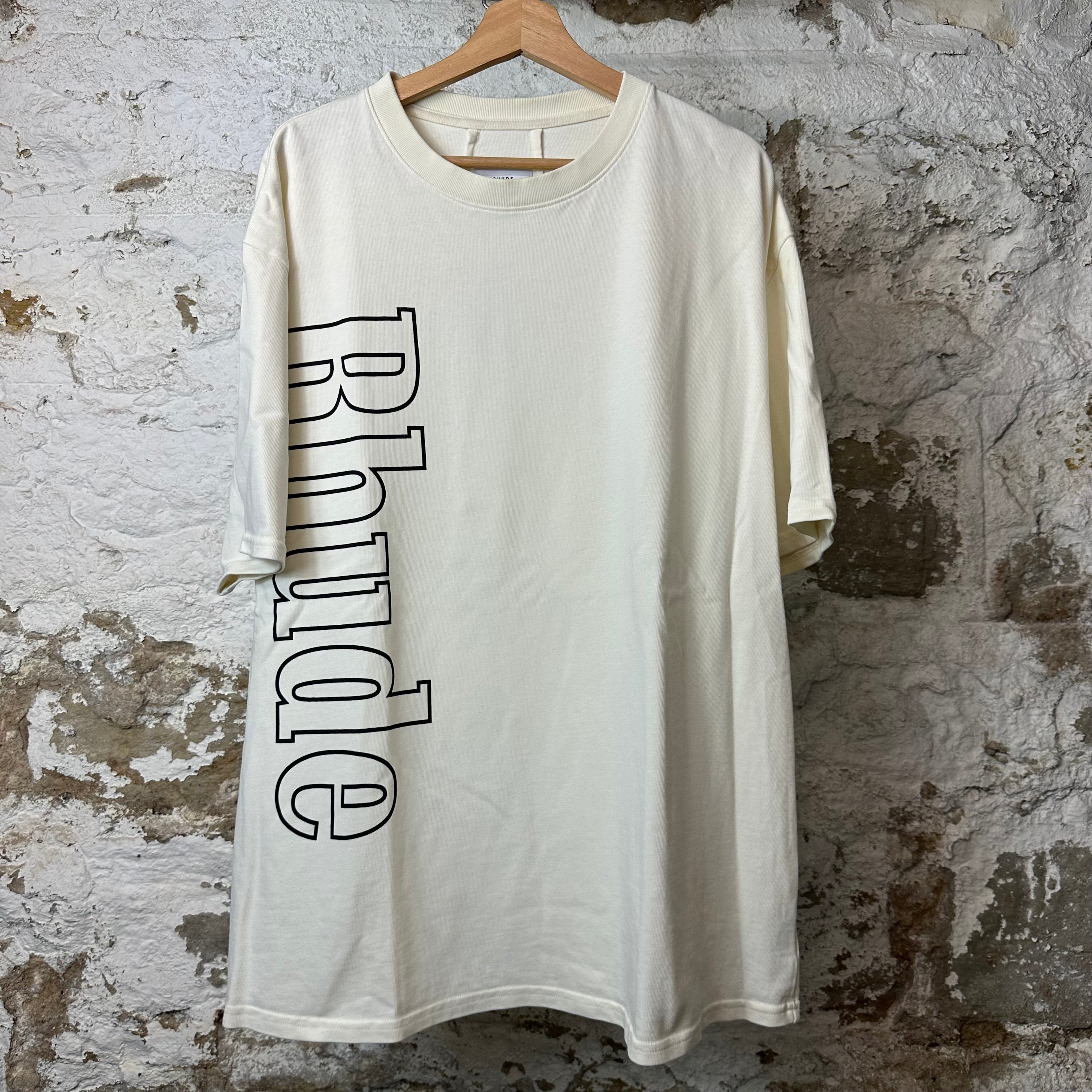 Rhude Vertical Spellout White T-Shirt Sz XL