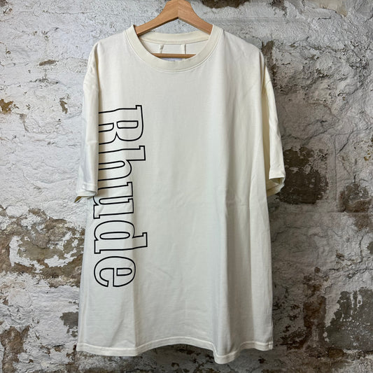 Rhude Vertical Spellout White T-Shirt Sz XL