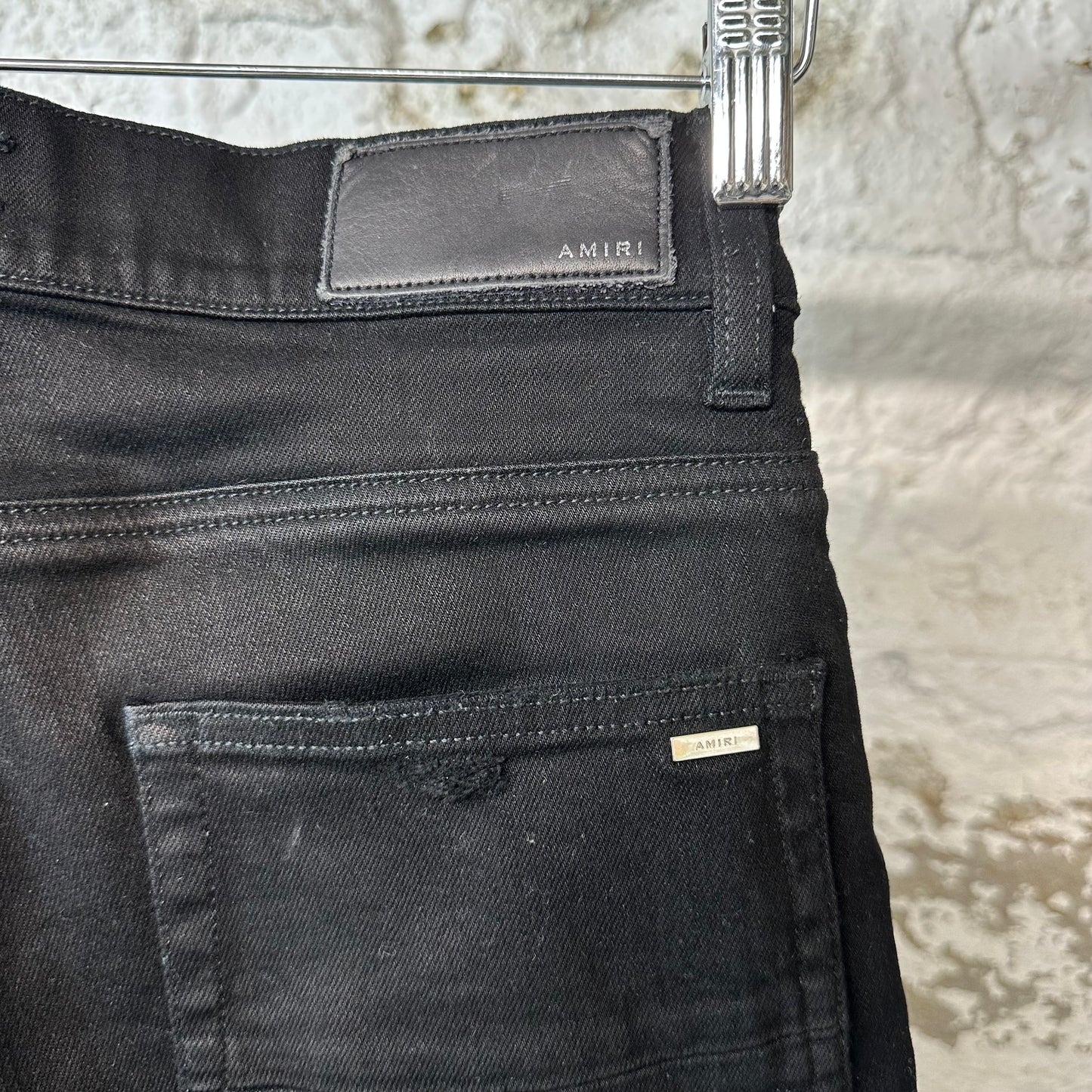 Amiri MX1 Brown Suede Black Denim Jeans Sz 28