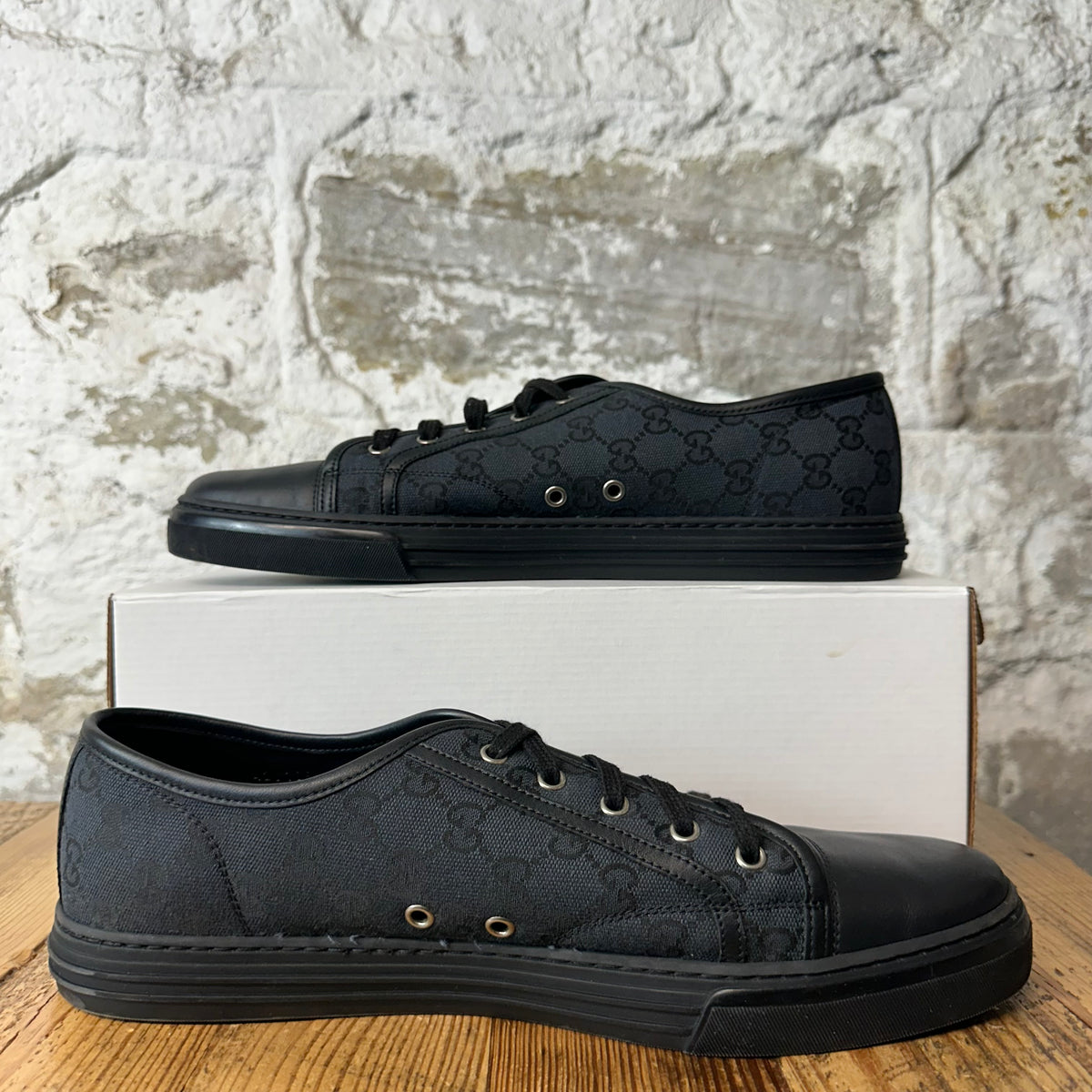 Gucci Black Canvas GG Monogram Sneaker Sz 13