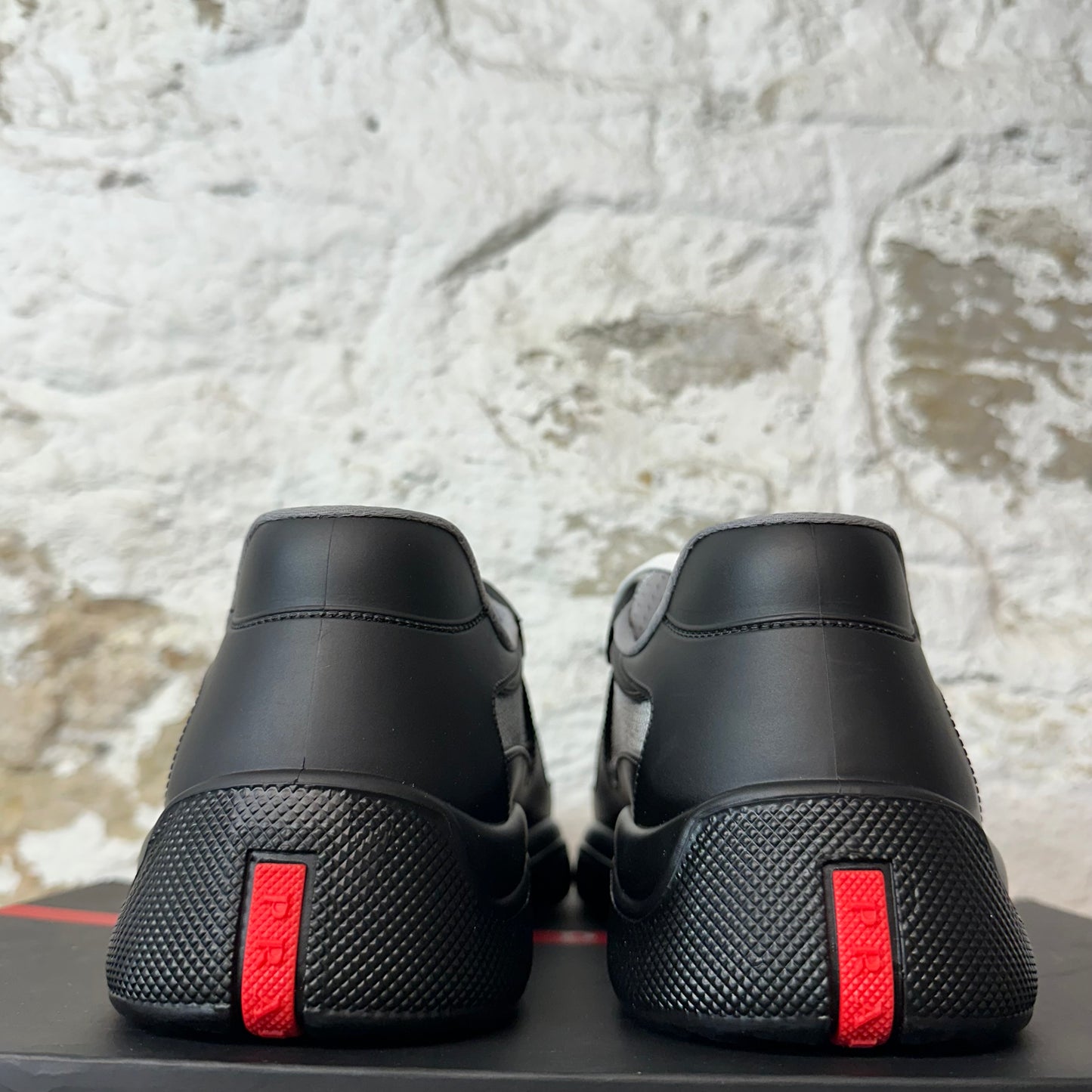 Prada Americas Cup Black Rubber Grey Sneaker Sz 10 (43) DS