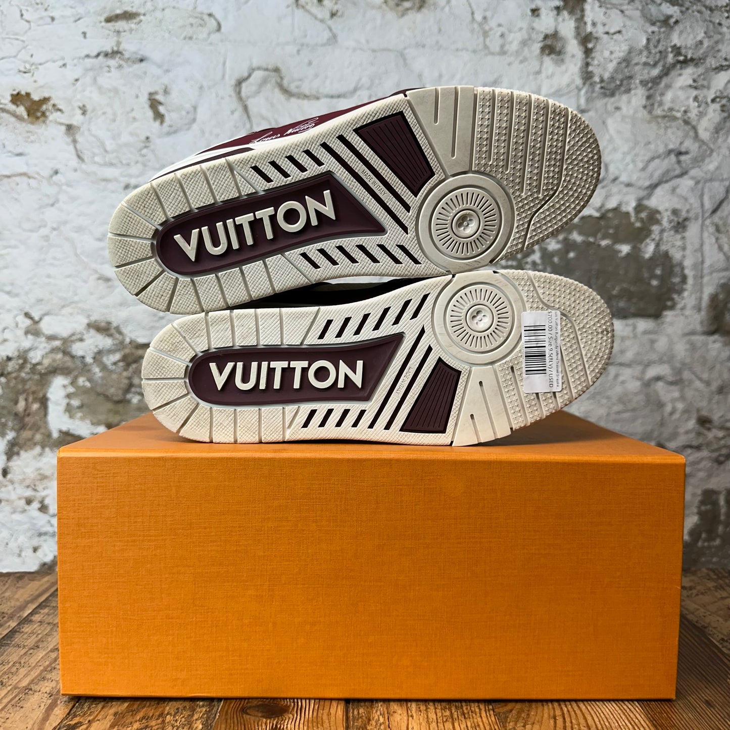 Louis Vuitton Burgundy White Trainer Sneaker Sz 9.5 (8LV)