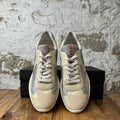 Prada Americas Cup Beige Patent Grey White Sneaker Sz 14