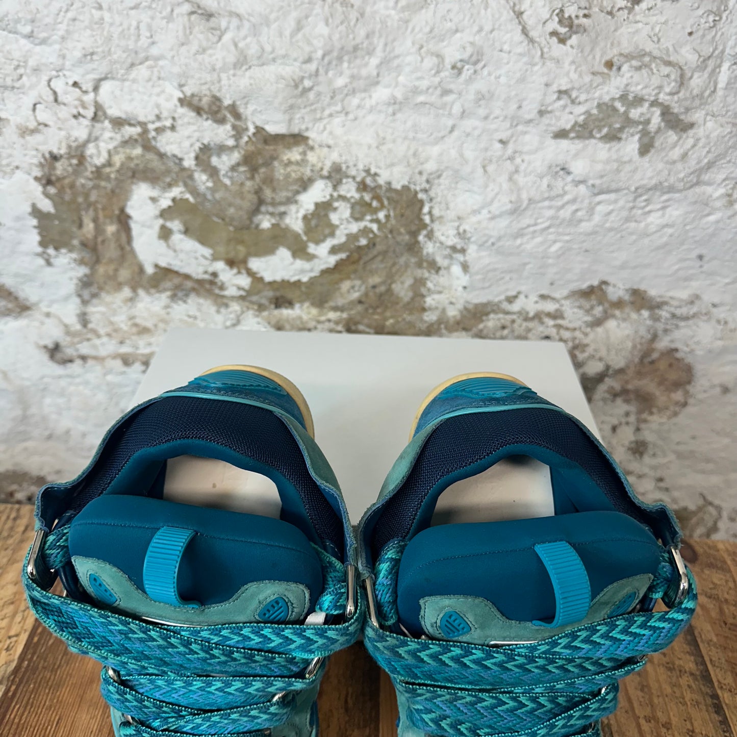 Lanvin Curb Teal Lace Blue Sneaker Sz 9 (42) No Box