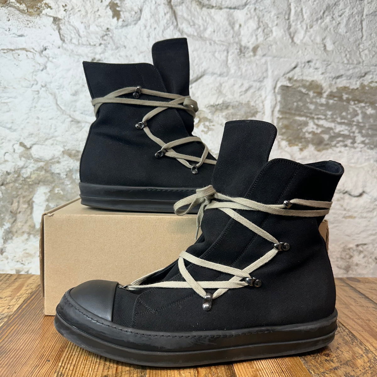 Rick Owens High Hexa Lace Black Pearl Sneaker Sz 12 (45)