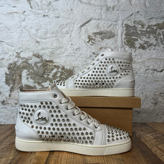 Christian Louboutin High Triple White Silver Spike Sneaker Sz 10.5 (43.5)