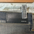 Amiri MX1 Black Leather Thrasher Dirty Blue Denim Jeans Sz 30