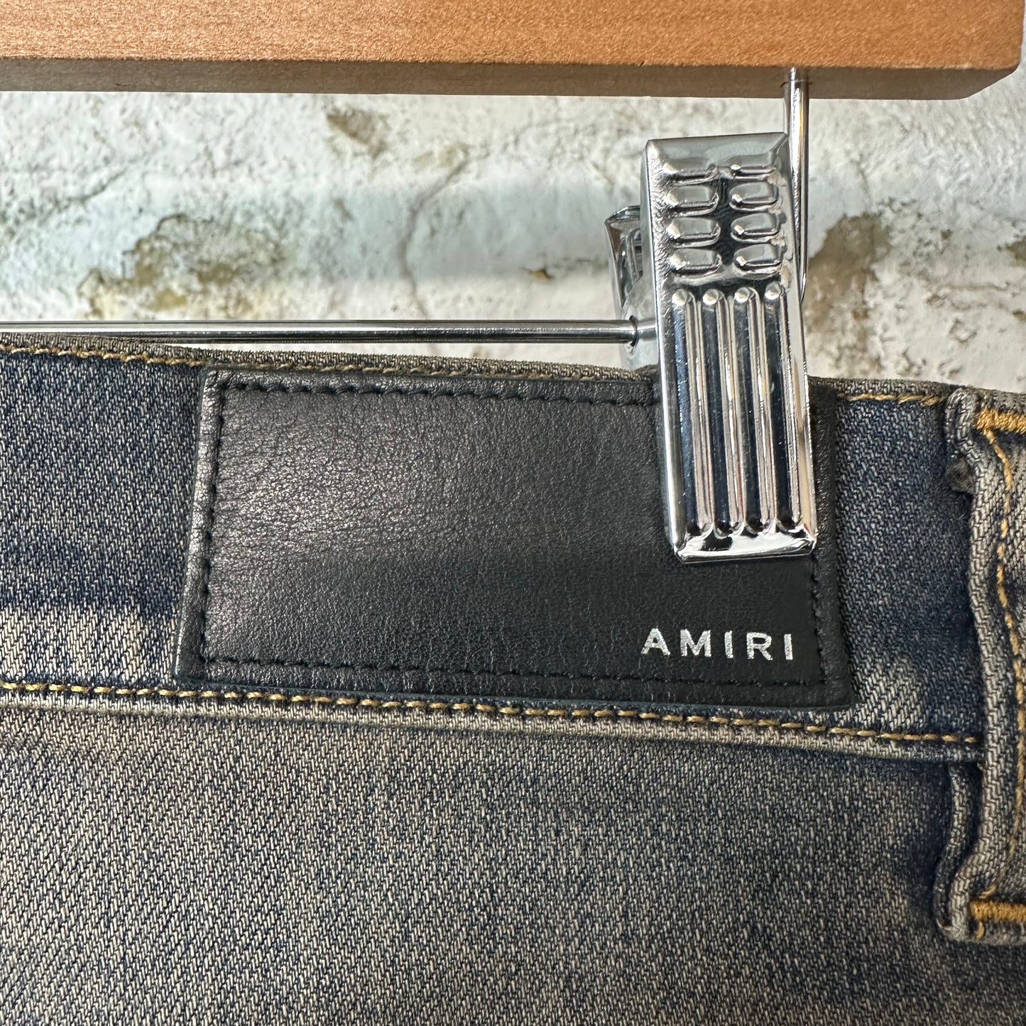 Amiri MX1 Black Leather Thrasher Dirty Blue Denim Jeans Sz 30