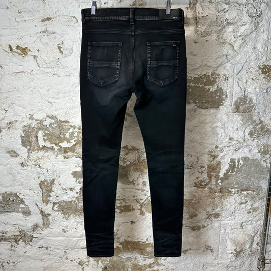 Amiri MX1 Camo Patch Faded Black Denim Jeans Sz 32