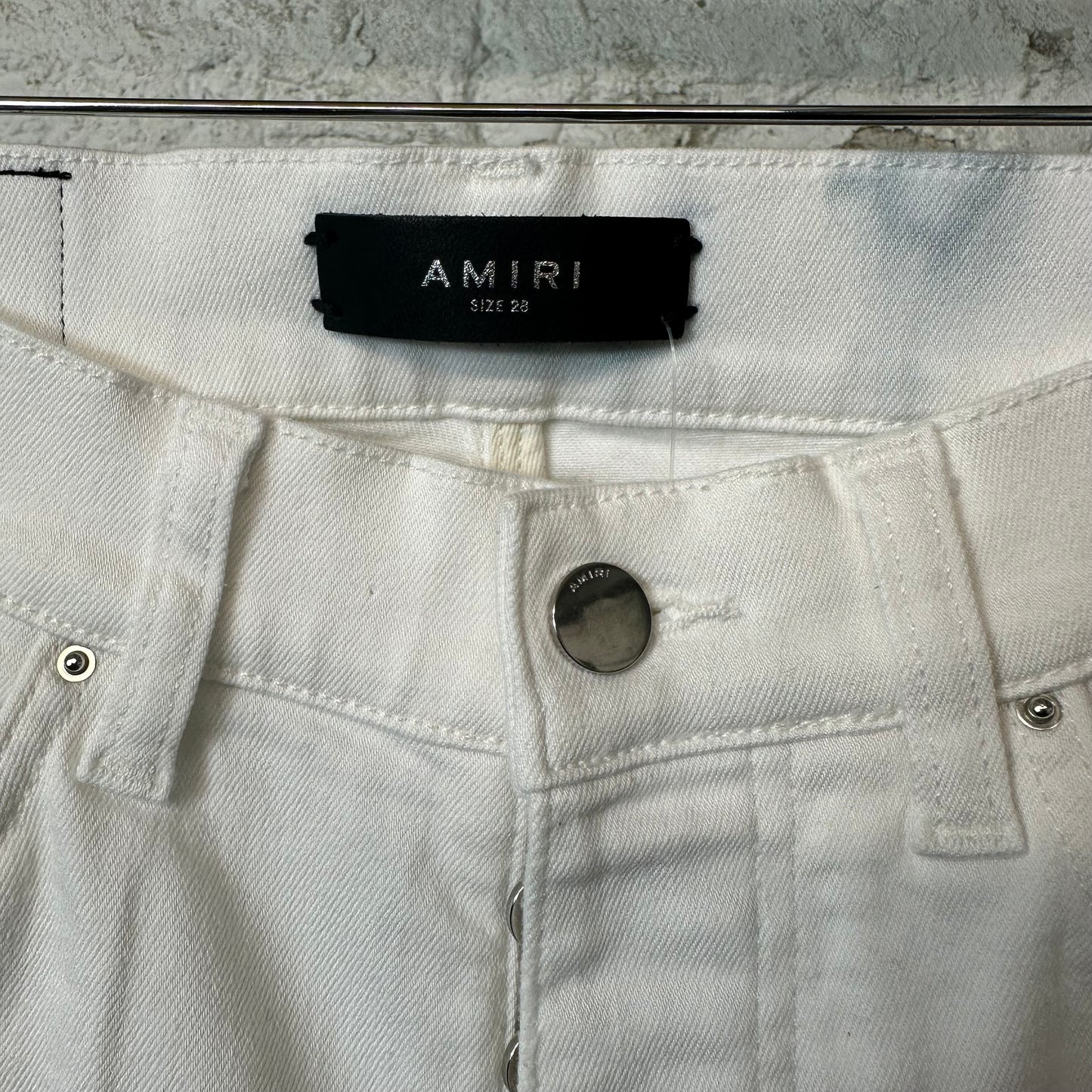 Amiri MX1 White Leather White Denim Jeans Sz 28