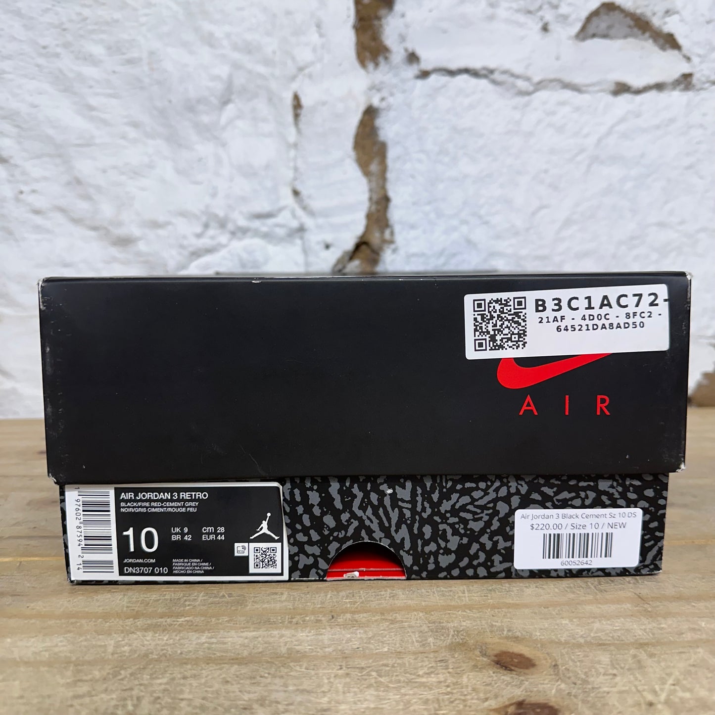 Air Jordan 3 Black Cement Sz 10 DS