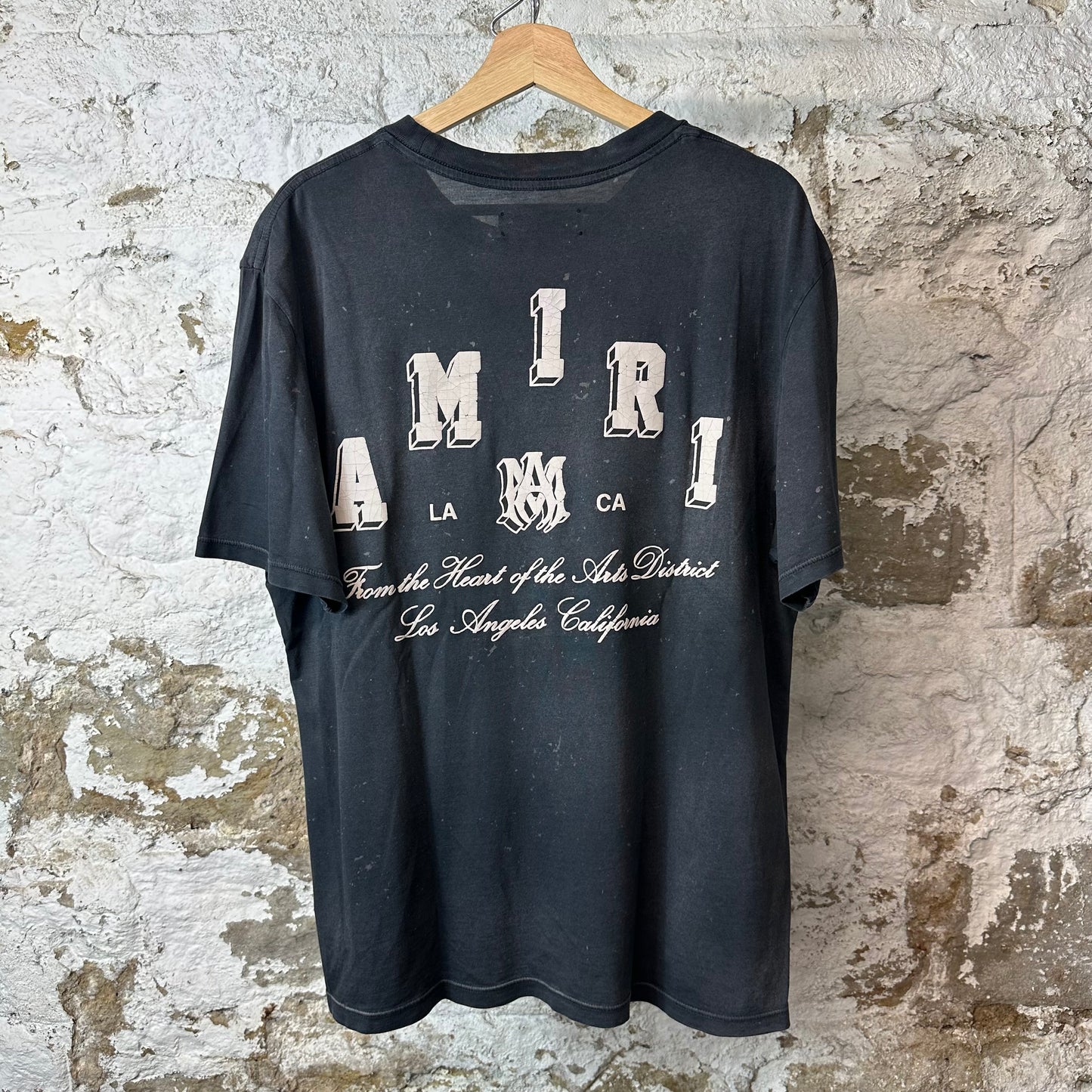 Amiri Cracked White Spell Black T-Shirt Sz M